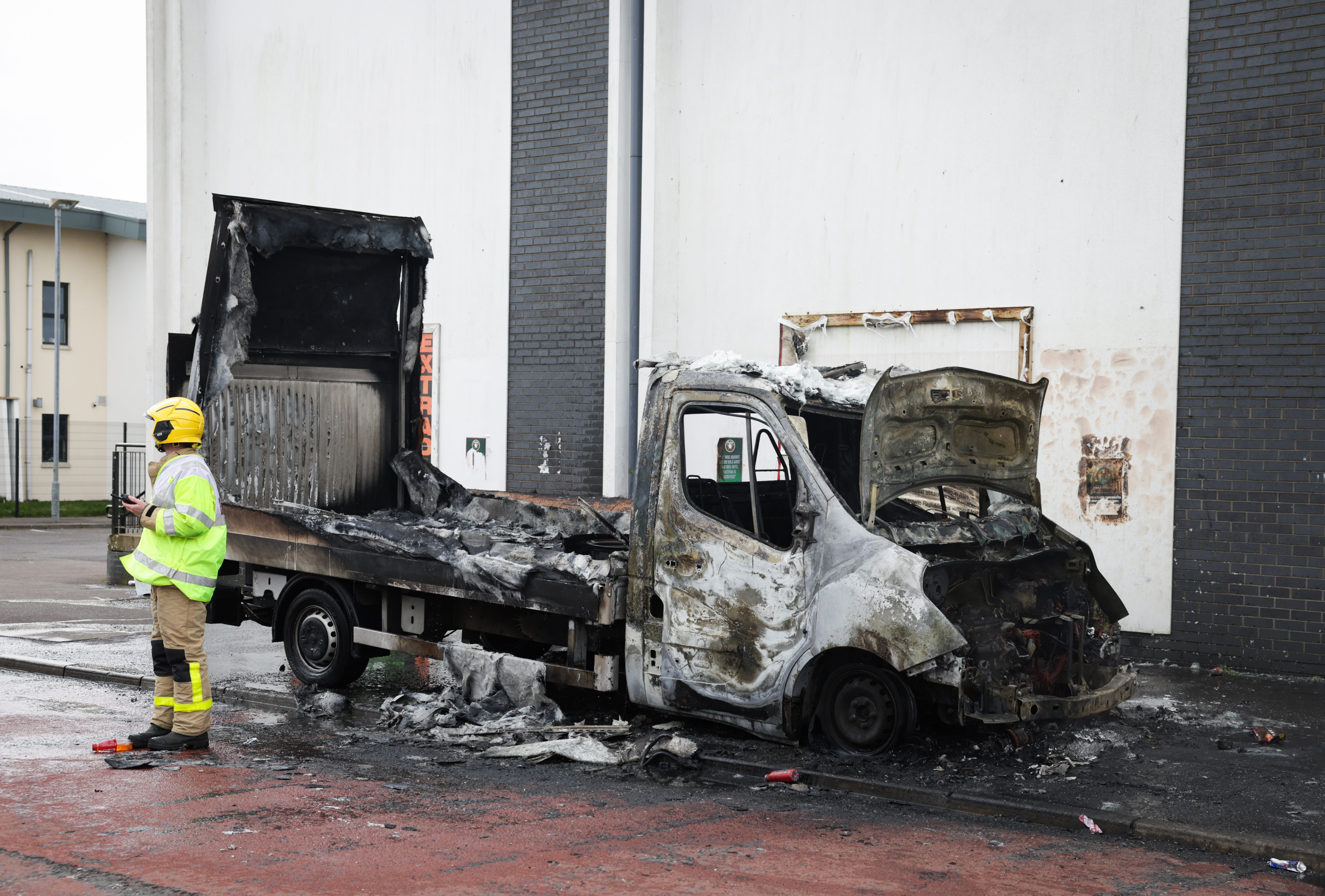 Van set on fire following dissident Easter Rising parade in Londonderry ...