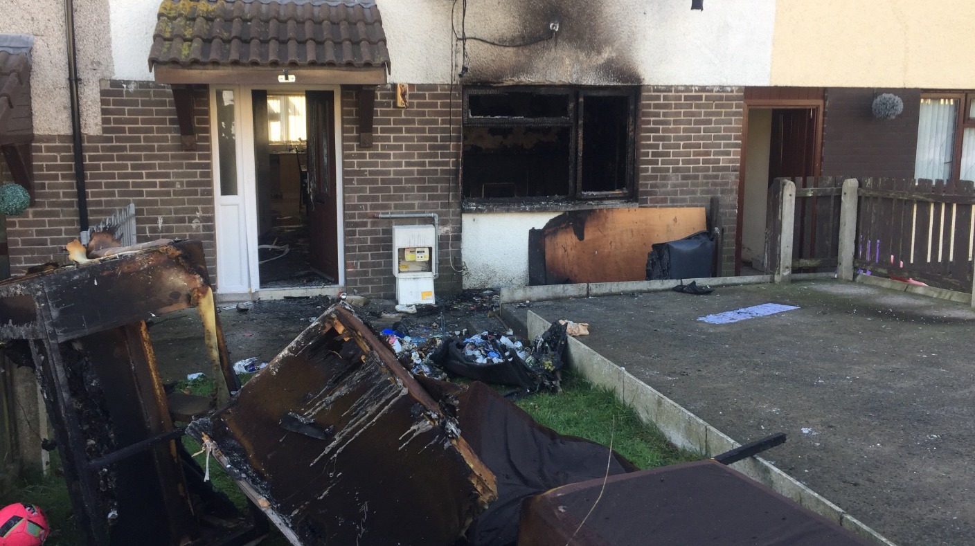 Wheelie bin set on fire inside house in Larne arson attack | UTV | ITV News