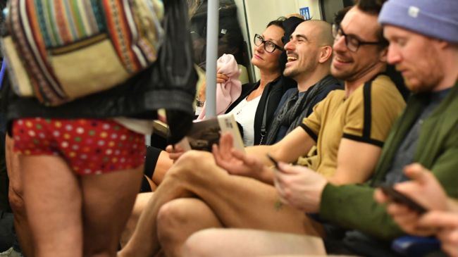 Passengers strip down to their pants for no trousers Tube ride