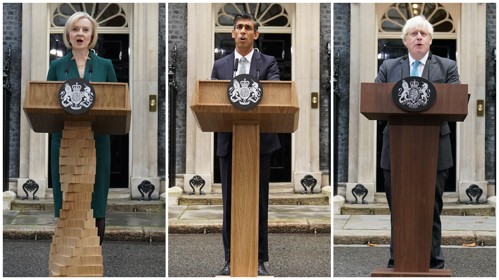 Rishi Sunak Swaps Liz Truss Jenga Tower Lectern For Plainer Podium Itv News