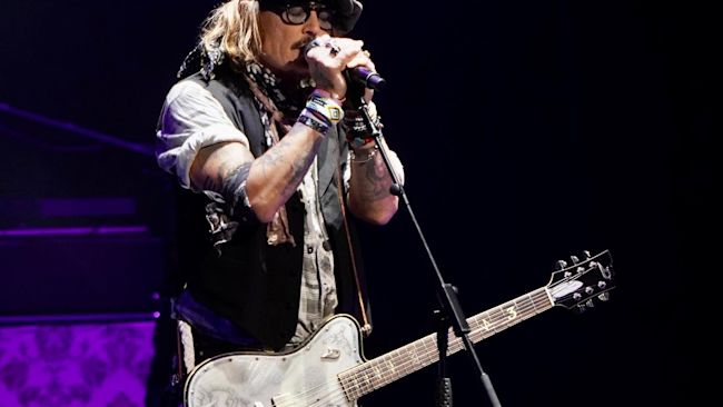 Handout photo courtesy of Raph Pour-Hashemi of actor Johnny Depp (right) at the Royal Albert Hall, London, appearing alongside Jeff Beck. Picture date: Tuesday May 31, 2022.