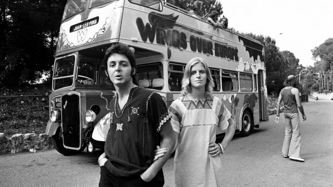 Paul McCartney and Wings used the double-decker bus for their Wings Over Europe Tour in 1972. Copyright Mirrorpix
