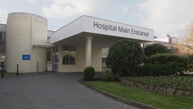 Main entrance to Guernsey's hospital.