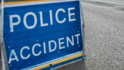 A road sign saying 'police accident'