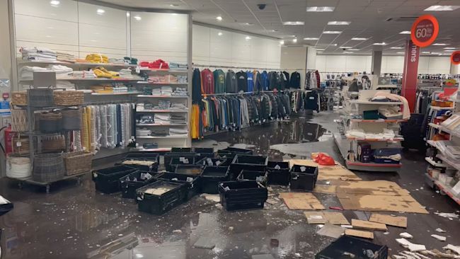 TX Maxx in Worthing was forced to close today (Friday 23 September) after torrential downpours drenched stock on the shop floor.