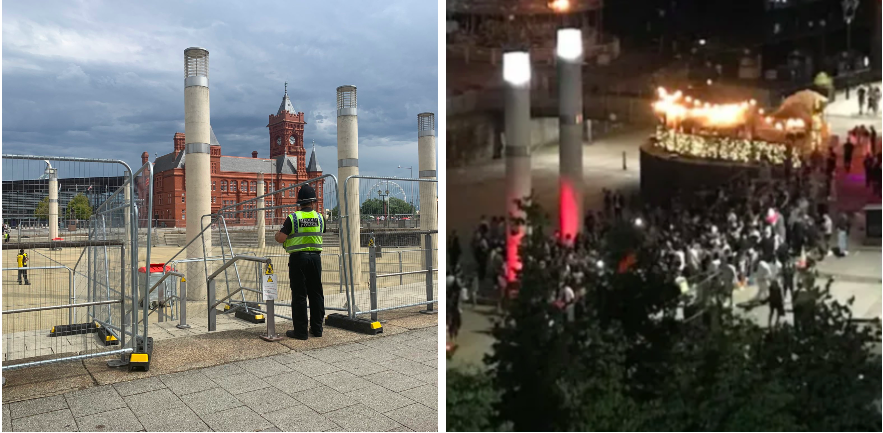 Barriers Installed On Cardiff Bay Steps After Large Group Gatherings Itv News Wales