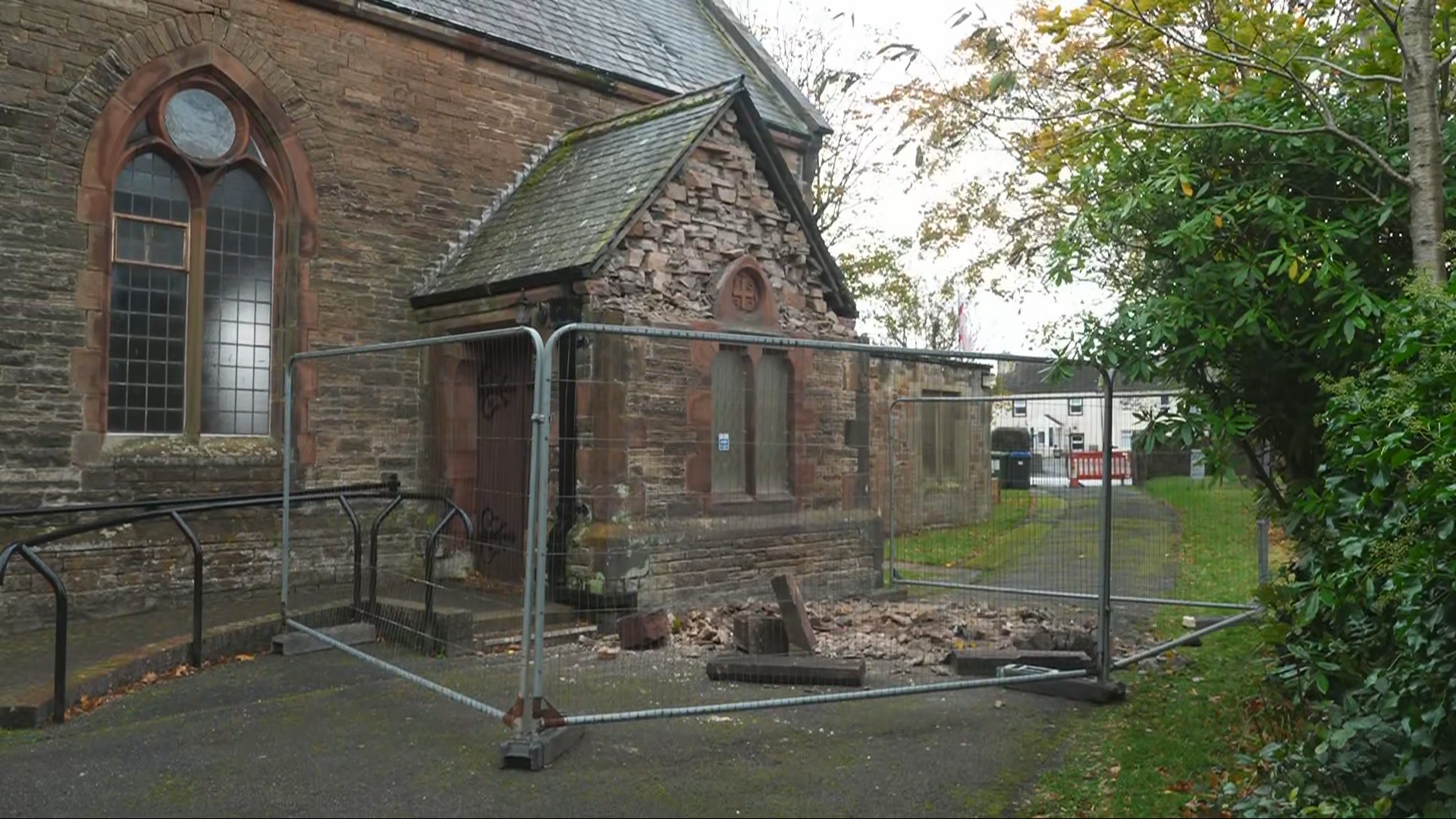 Part of historic church crumbles following damaged caused by Storm ...