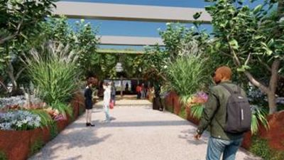 Architect mock up of urban park