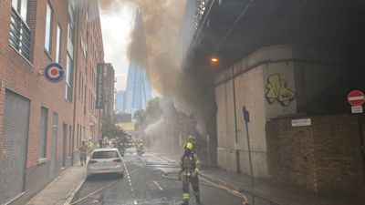 thick, black smoke pouring out at London Bridge