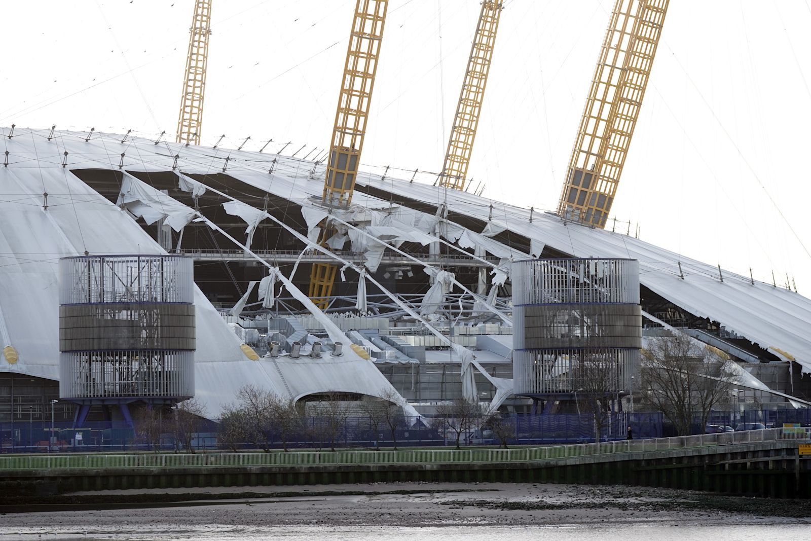 London's O2 Arena reopens after Storm Eunice shreds part of Greenwich ...