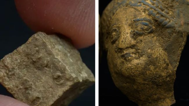 A gaming die and a piece of decorative Roman pottery were among the artefects discovered in a Roman village unearthed during HS2 works in Northamptonshire.