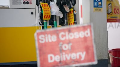Closed pumps at a Shell garage in Clapham, London.