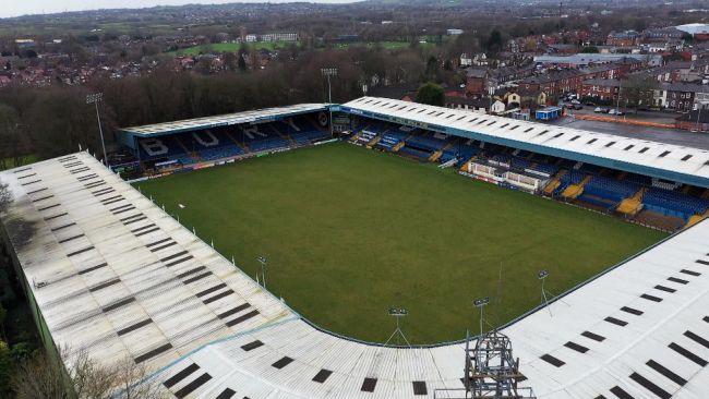 Aerial view of Gigg Lane after fans take over bid 