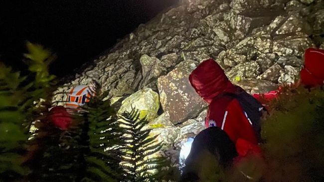 A scene from a rescue on Wastwater Screes on 3/10/21. Wasdale Mountain Rescue Team.