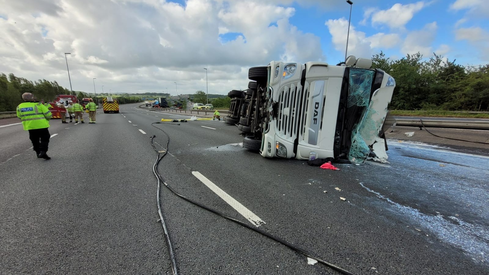 Huge traffic queues as M6 closed in Lancashire after milk tanker