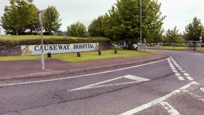 Credit: UTV 
Causeway Hospital entrance in Coleraine 
Northern Health and Social Care Trust