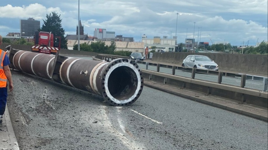 Lengthy closure on A66 after lorry spills large pipe ITV News