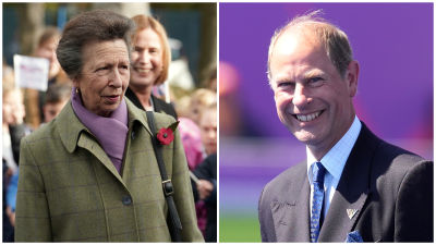 Split image. Left image: Princess Anne. Right image: Prince Edward.