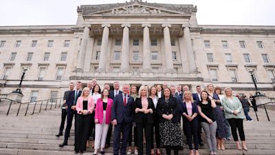 Sinn Fein parade new MLAs at Stormont. Pic: Presseye