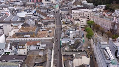 Drone shot of St Helier's high street