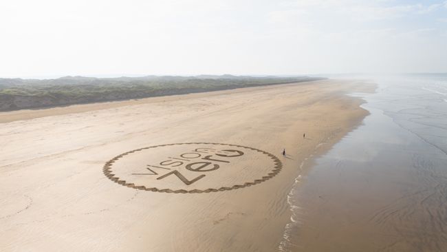 Sand art of westcountry beach to commemorate those who have died on roads of devon and cornwall