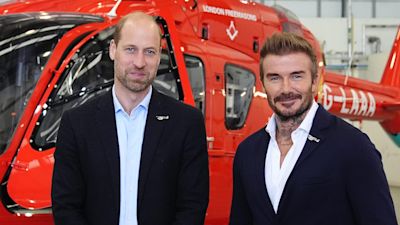 Prince William and David Beckham at RAF Northolt.