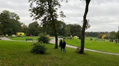 Ambulance in Locke Park in Barnsley