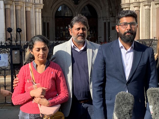 Sudiksha Thirumalesh's mum Revathi Malesh (left), dad Thirumalesh Chellamal Hemachandran (centre) and brother Varshan Chellamal Thirumalesh