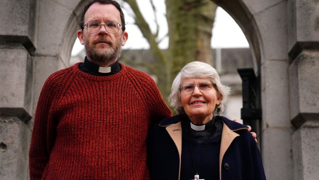 Father Martin Newell and Reverend Sue Parfitt, 79, outside Inner London Crown Court