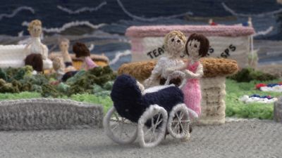 Great Yarmouth's Golden Mile has been knitted by Margaret Seaman.