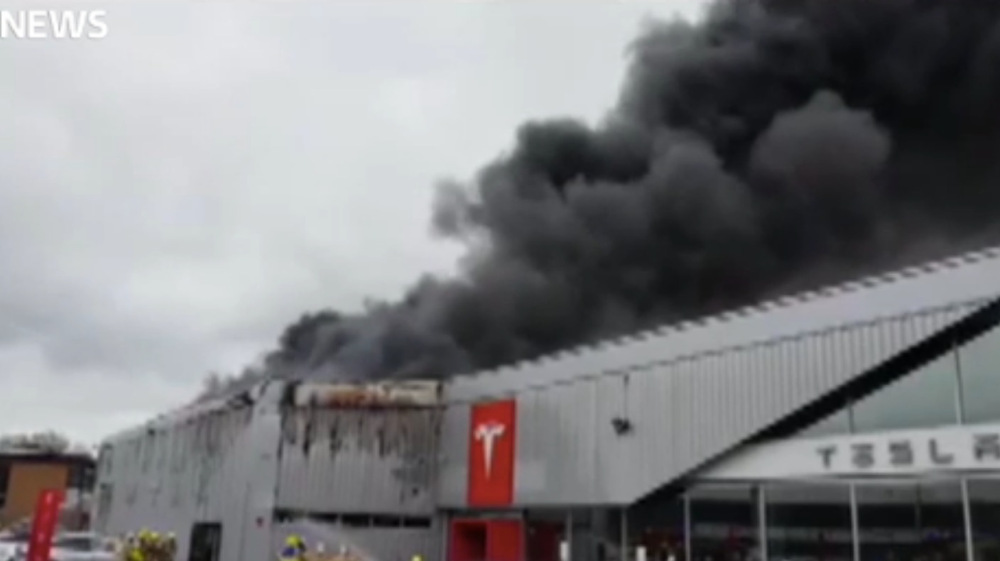 Large fire at car dealership | ITV News Meridian