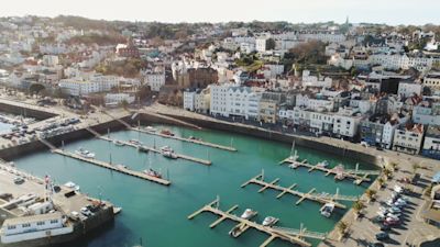 Drone shot of St Peter Port