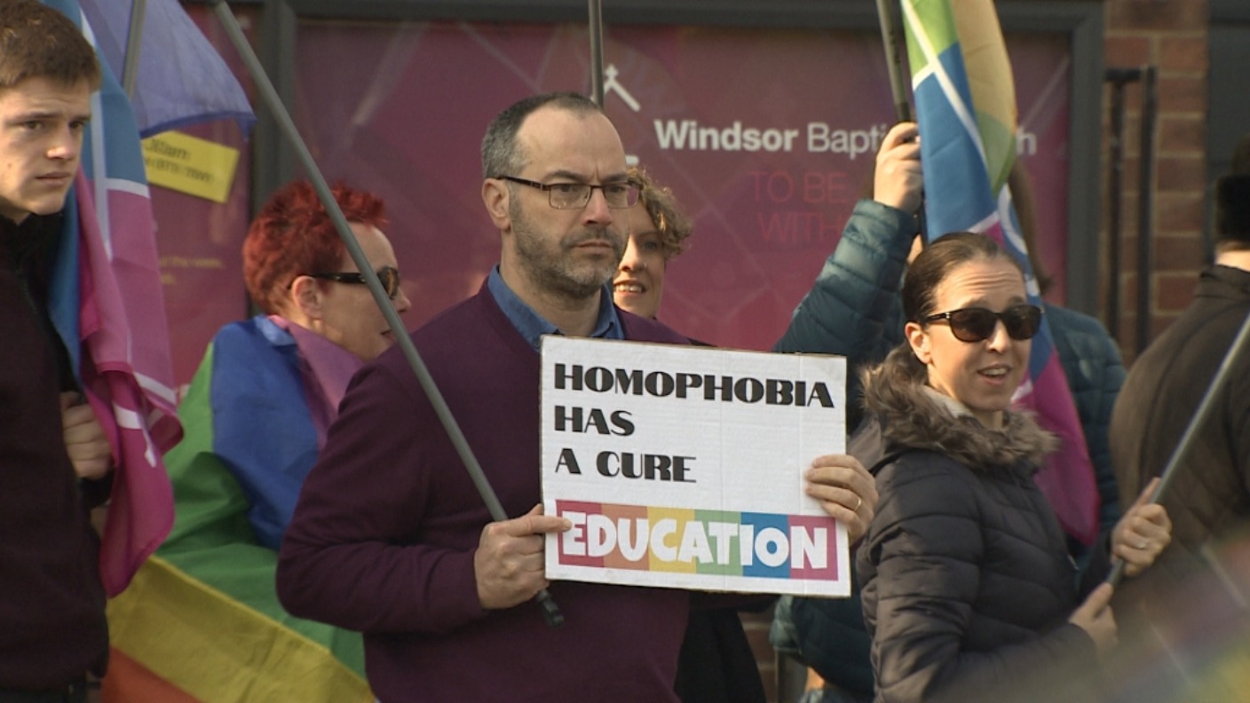 Lgbt Activists Protest At So Called Gay Conversion Therapy Church Event Utv Itv News 0662