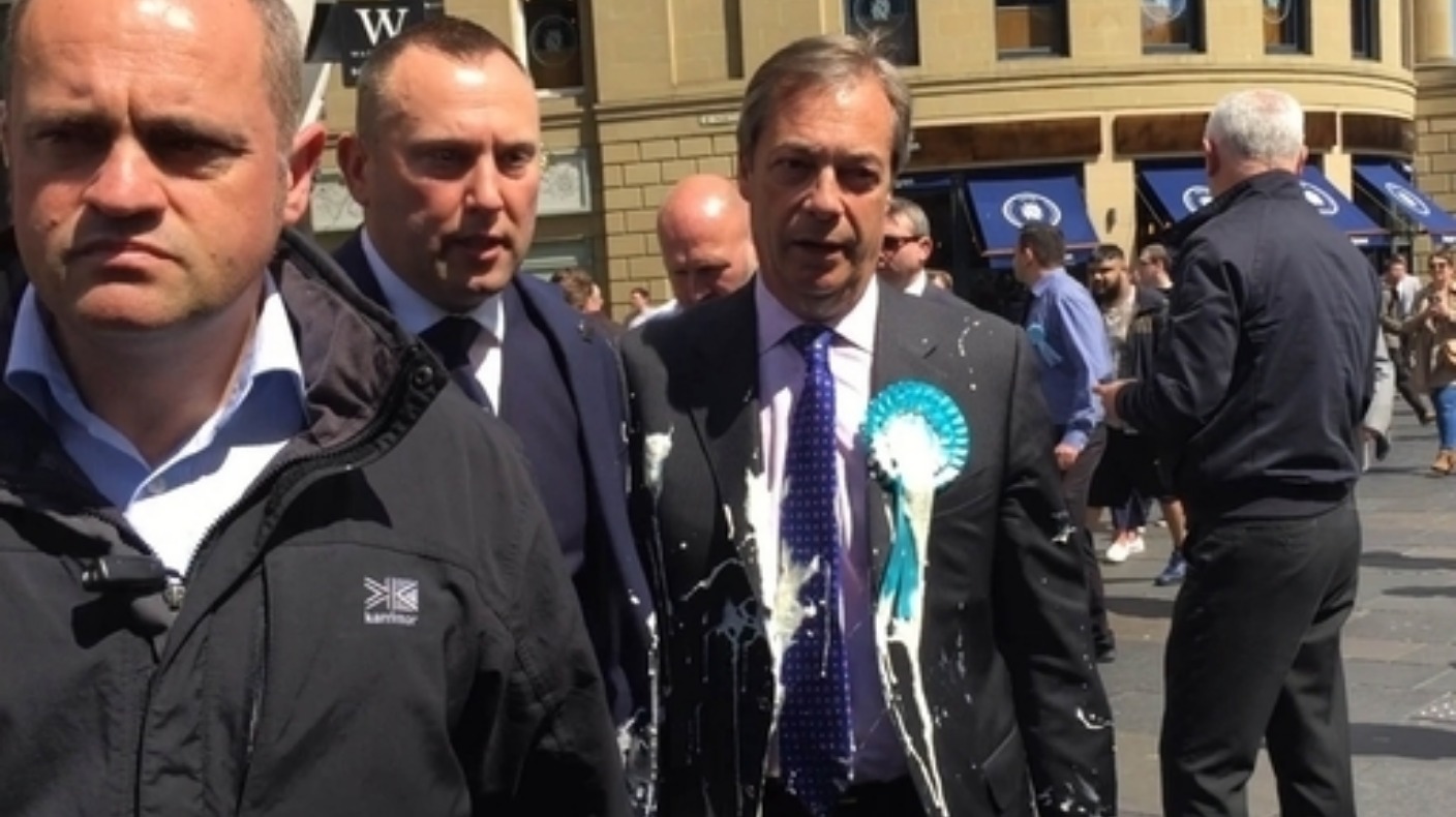 Man charged after milkshake thrown at Brexit Party leader Nigel Farage ...