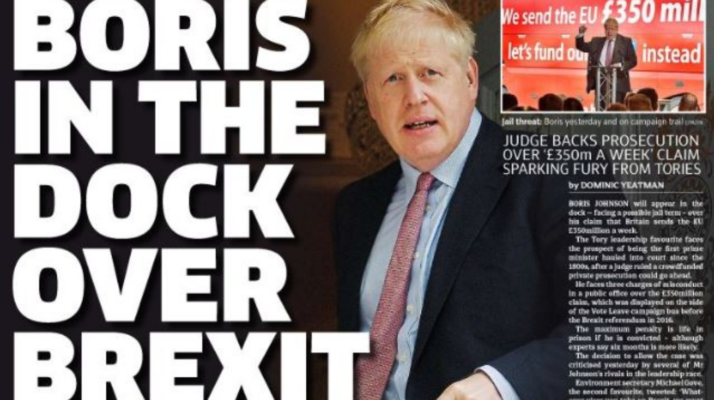 Boris Johnsons £350m Brexit Lies Leads Todays Front Pages Itv News