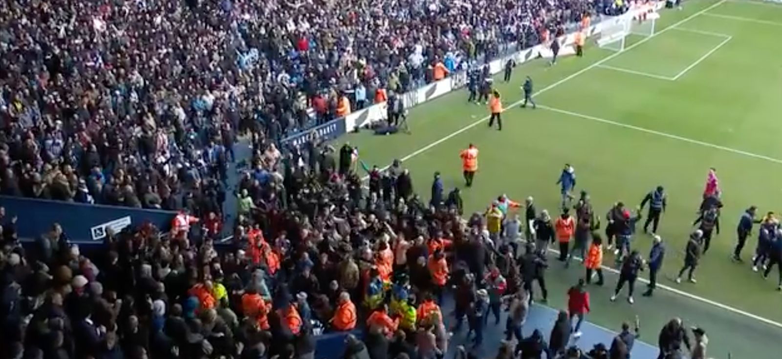 Wolves Fans Fighting Players taken off the pitch due to fan trouble as Wolves lead West Brom ...