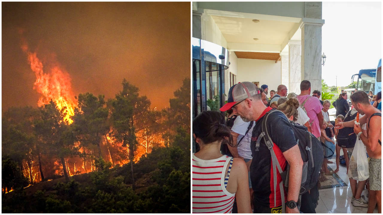Rescue flights to evacuate British holidaymakers from fire-ravaged Rhodes begin