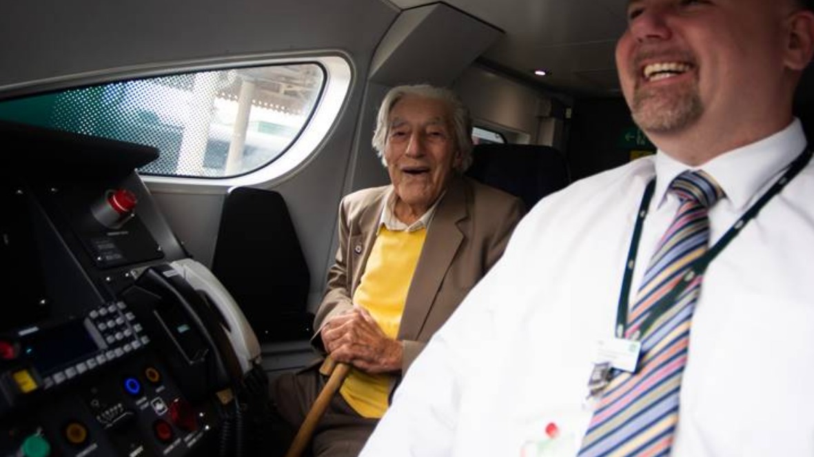 Former train driver celebrates 100th birthday by getting back behind ...