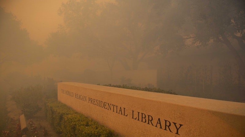 Wildfire erupts near Reagan presidential library in California | ITV News