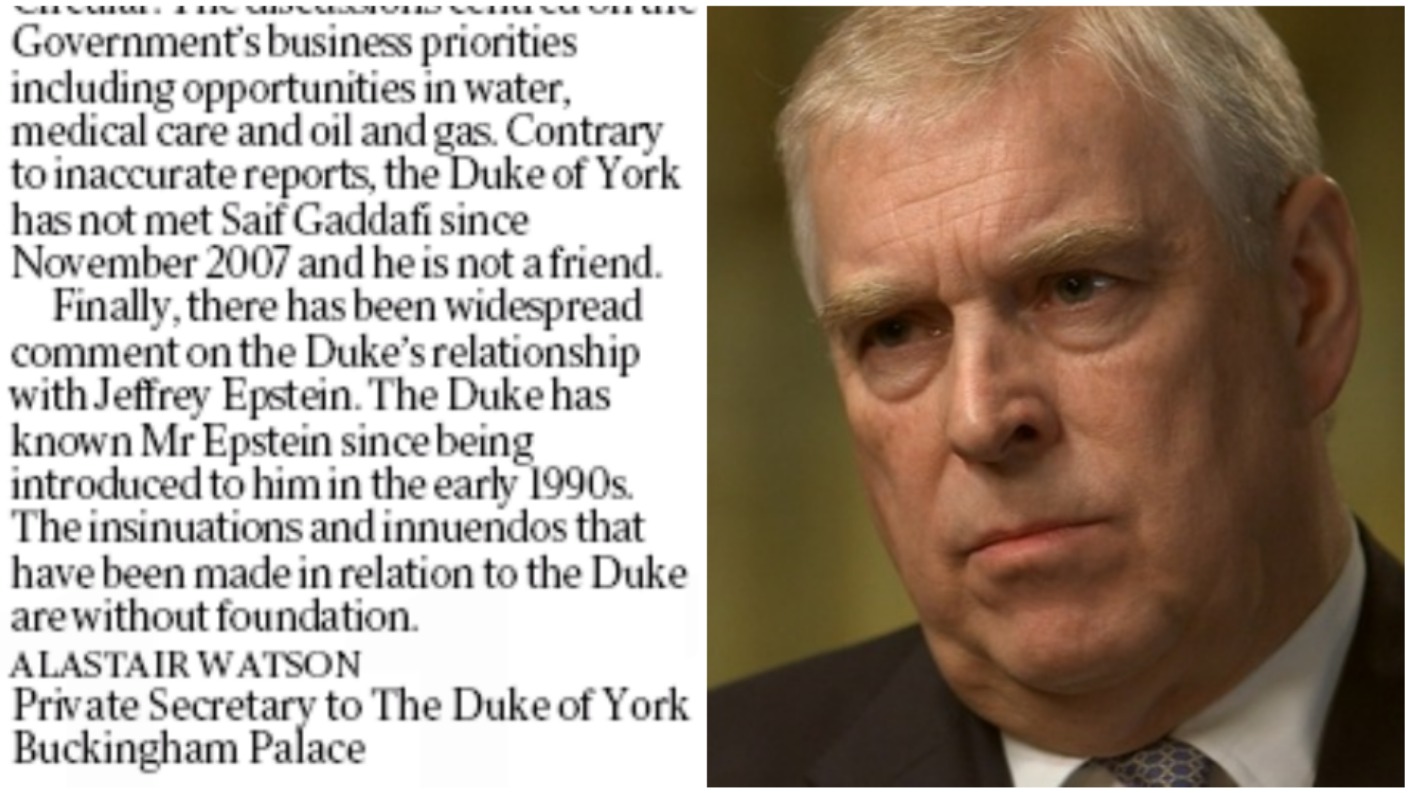 Prince Andrew And Jeffrey Epstein Met In Early 1990s Newspaper Letter Claims Itv News