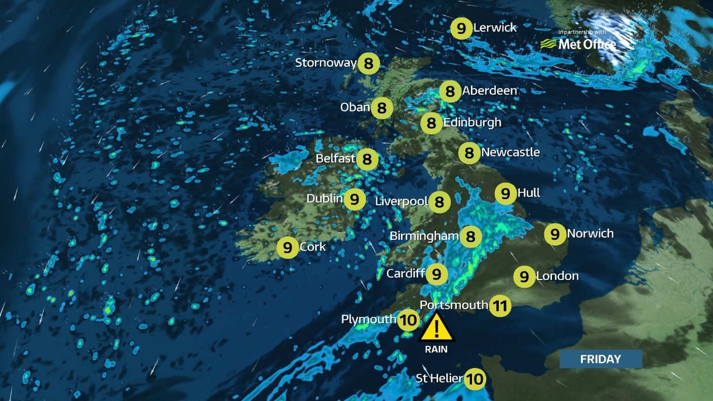 Heavy rain expected to sweep across much of the country during the day ...