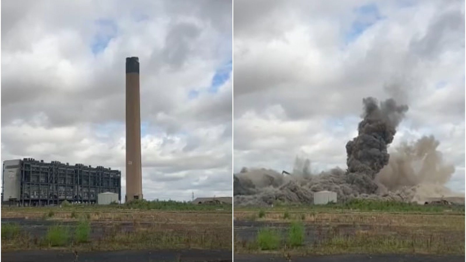 Watch moment 200m chimney at Eggborough Power Station is demolished ...