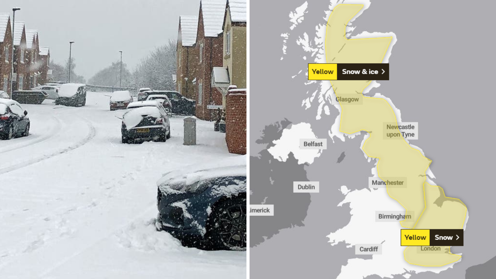Heavy snow could hit many areas of England and Scotland, Met Office
