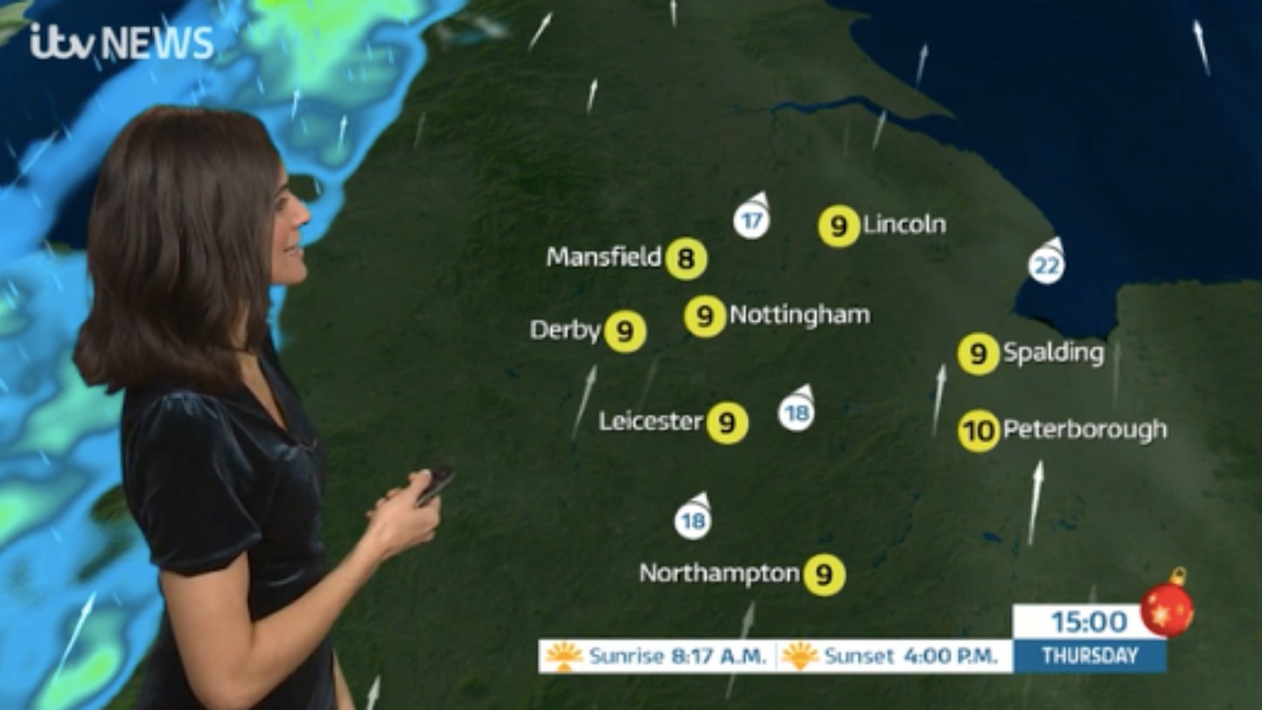 East Midlands Weather: Wind strengthening. Mostly cloudy, with rain ...