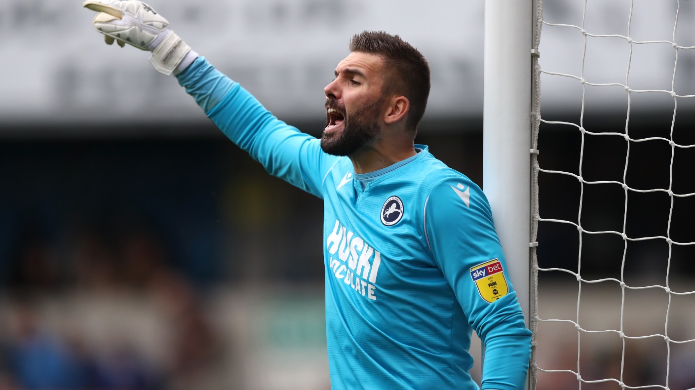 Goalkeeper Bartosz Bialkowski Millwall Thumps Ball Editorial Stock