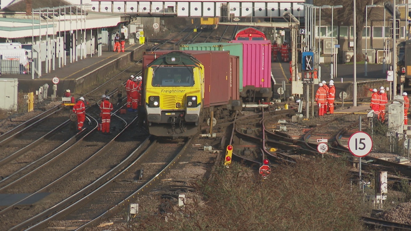 Rail services 'back to normal' after train derailment at Eastleigh ...