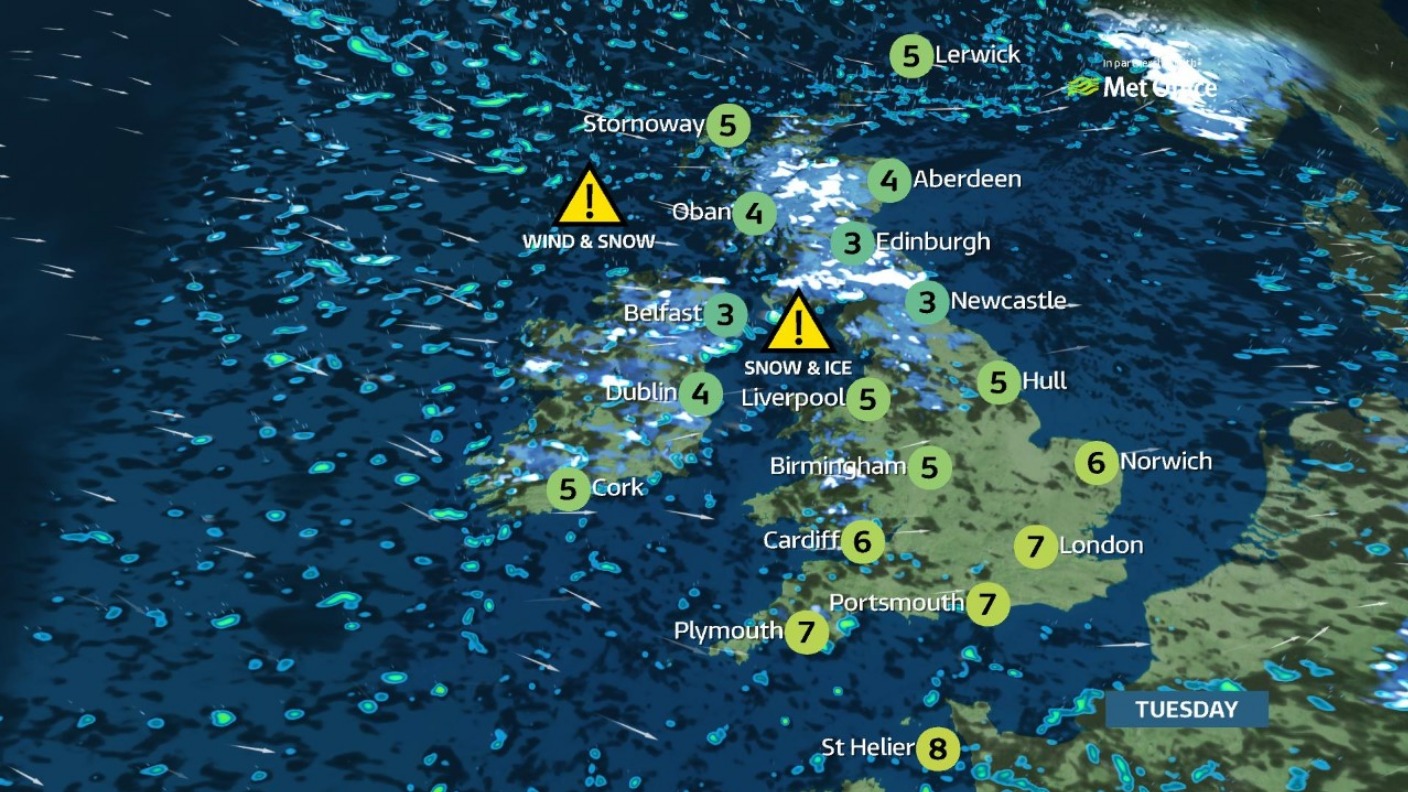 Tuesday's weather: Cold and windy with sunny spells and blustery ...