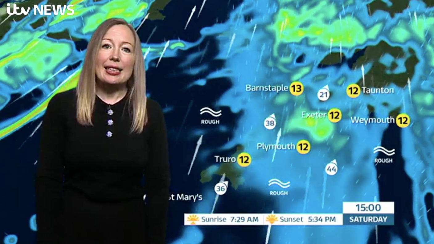 UK Weather forecast Storm Dennis arrives over our shores in the South West. Strong winds and