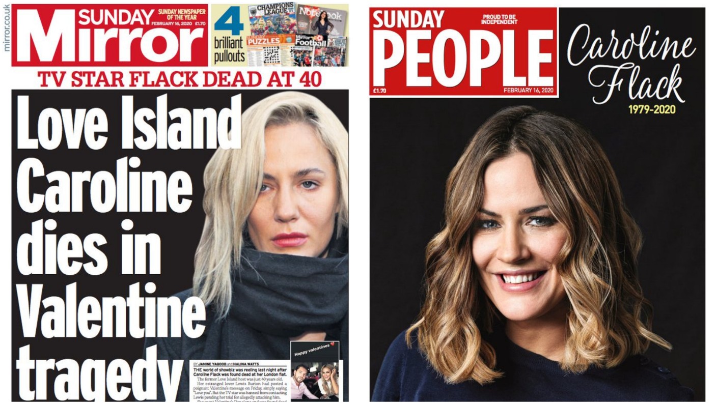 Caroline Flack S Death Leads The Sunday Front Pages Itv News