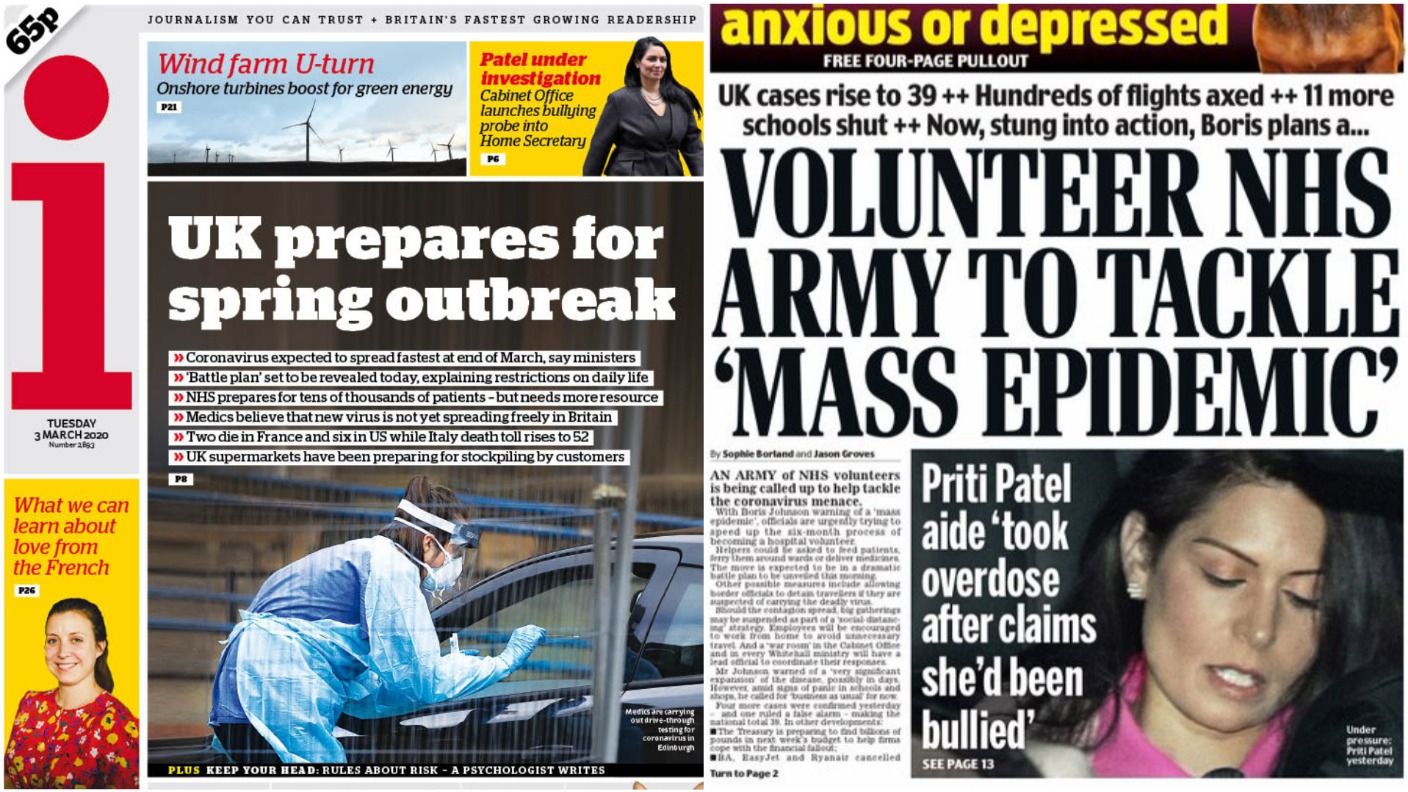 Coronavirus And Priti Patel Bullying Inquiry Dominate Headlines Itv News